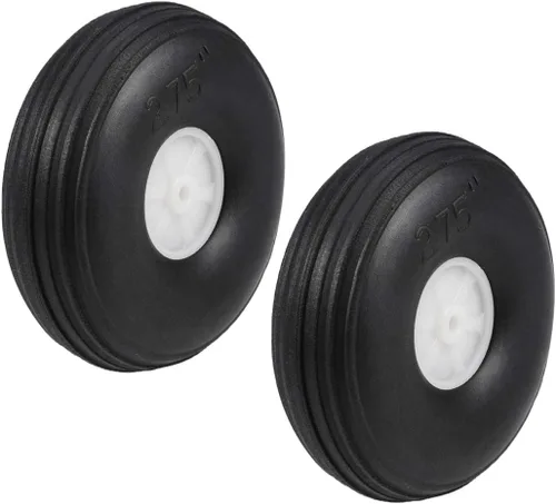 Vista 5 de uxcell Juegos de neumáticos y ruedas para avión RC, neumático de esponja de PU con cubo de plástico, 1.25 "2 piezas