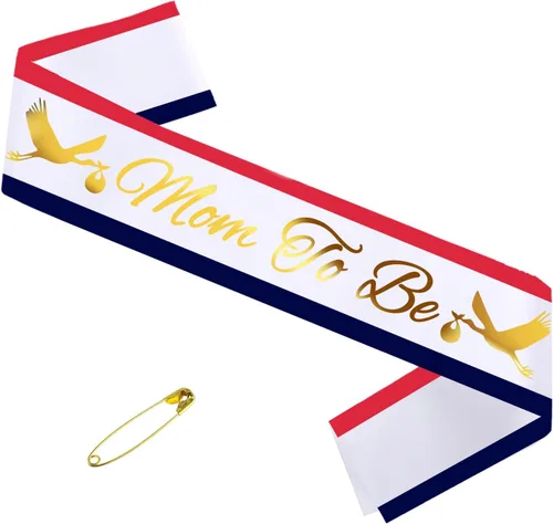 Vista 3 de Banda para mamá con bandera de colores de Estados Unidos; paquete de bandas para baby shower, recuerdos, suministros para mamá revelación de género