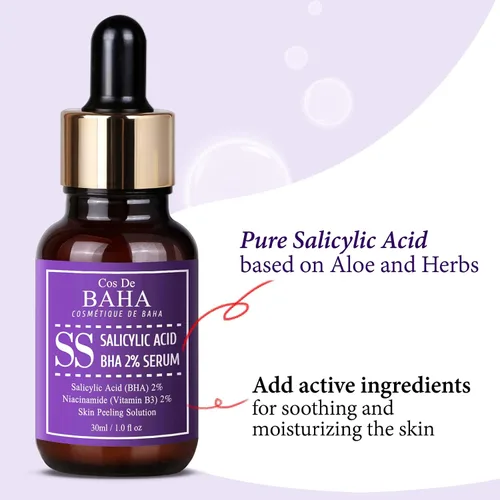 Vista 5 de BHA - Suero para el cuidado de los poros al 2% de 1.0 fl oz, suero facial de ácido salicílico, fórmula exfoliante suave, mejora de la textura