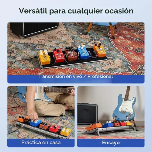 Vista 8 de Vangoa Pro Tablero de Pedales de Guitarra con Fuente de Alimentación Aislada de 12 V de Alta Corriente, PD-XL Plegable de Aluminio, Espacio