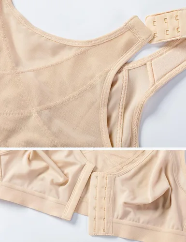 Vista 5 de DELIMIRA Women's Full Coverage Front Closure Wire Free Back Support Posture Bra