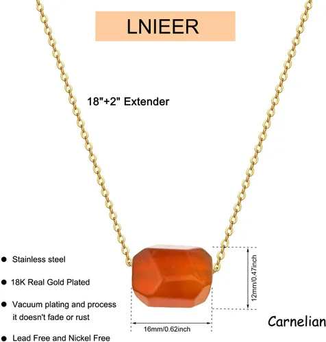 Vista 2 de Collar de cristal curativo de cornalina natural, collar de ansiedad terrosa y curación