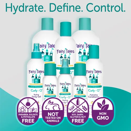 Vista 7 de Fairy Tales Curly Q - Champú hidratante para niños de 12 onzas y acondicionador de 8 onzas, sin parabenos, sulfatos, gluten y nueces, para todo tipo