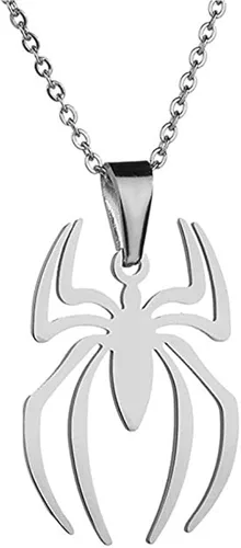 Vista 4 de RZCXBS Collar con colgante de araña de acero inoxidable ligero con dije de Spiderman joyería para niños mujeres niños y niñas Metal