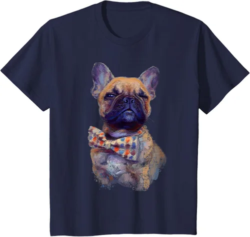 Vista 39 de Camiseta de bulldog francés con estampado realista, artística de bulldog francés, Negro, S