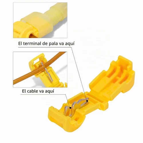 Vista 7 de Ginsco - 100 unidades/50 pares de conectores de cable T-Tap, terminales de cable eléctricos autopelables de empalme rápido con conector macho