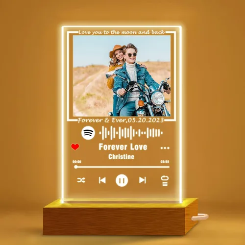 Vista 5 de Regalos fotográficos personalizados para novio novia, placa de luz nocturna personalizada de Spotify, bonitas decoraciones de habitación, regalos