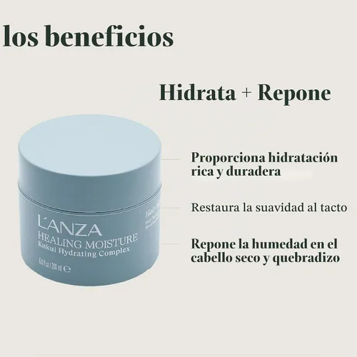 Vista 3 de L'ANZA Mascarilla curativa Moi Moi para el cabello, hidrata y refresca el cabello seco y grueso, rico en complejo codificador de bambú, sin