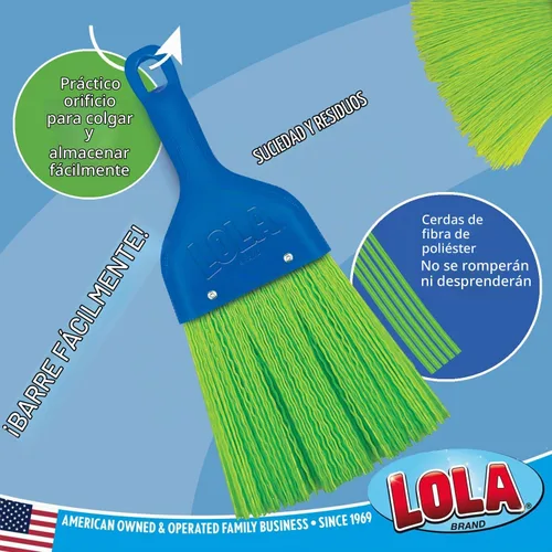 Vista 7 de LOLA Escoba de batir resistente, cepillo de mano, cerdas duraderas, barre la suciedad y los desechos, compacta, agujero para colgar para fácil