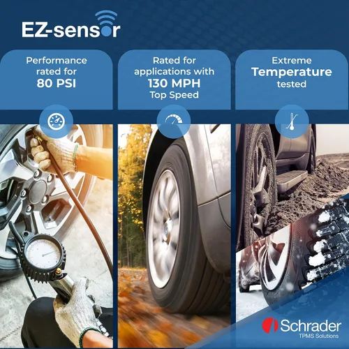 Vista 4 de Schrader 33500 EZ-Sensor Sencillo SKU (314.9 MHz, 315 MHz, y 433 MHz) Sensor Programable de Presión de Neumáticos con Válvula de Ángulo Fijo Snap-in
