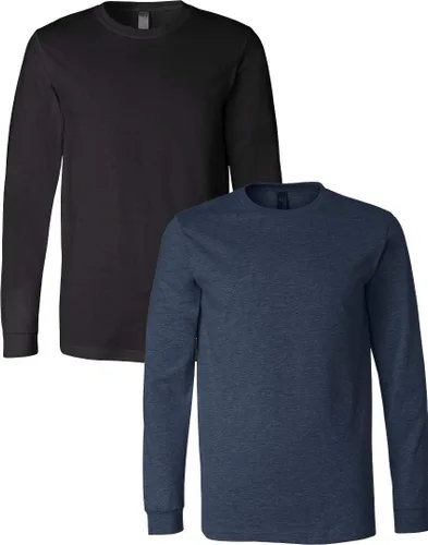 Vista 132 de Canvas Filmore 3501 - Camiseta de 4.2 onzas para hombre manga larga (1) Ceniza + (1) Jaspeado atlético