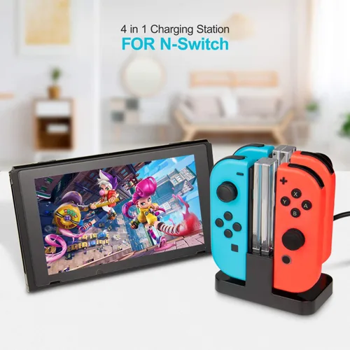 Vista 5 de Keten Kit de accesorios para interruptor NS incluye funda de transporte base de carga soporte de juego cable de extensión funda de tarjeta de juego
