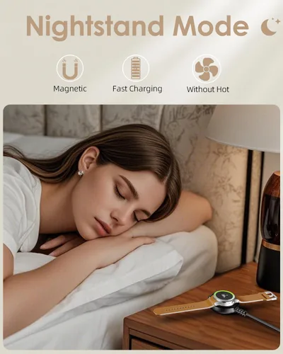 Vista 5 de Cargador de reloj Samsung Galaxy de 1 pie compatible con Watch 8/8 Classic/Ultra/7/6/6 Classic/5/5 Pro/4/4 Classic/3/Active/FE USB A carga magnética