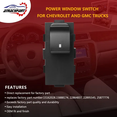 Vista 3 de Interruptor de ventana de pasajero, compatible con Chevy Silverado Tahoe