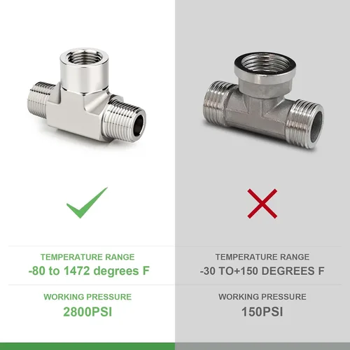 Vista 3 de TAISHER 1 pieza de forja de accesorios de tubería de acero inoxidable 304, 1/2 "NPT macho x 1/2 "NPT hembra x 1/2" NPT accesorios de tubería macho