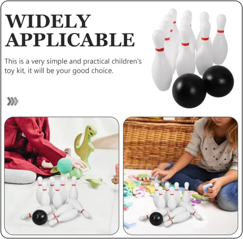 Vista 9 de STOBOK Juego de bolos para niños con 10 pines de plástico y 2 bolas, juguete deportivo para interiores y exteriores, juguetes educativos