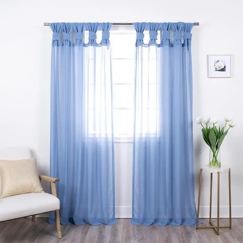 Vista 8 de Best Home Fashion Juego de 2 cortinas traslúcidas de lino sintético con pestaña torcida, tratamiento de ventana para sala de estar, comedor, Gris