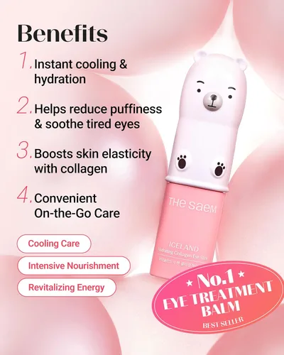 Vista 3 de THESAEM Iceland Hydrating Collagen Eye Stick 0.38 oz – Bálsamo de ojos hidratante antiarrugas para piel flácida – Tratamiento debajo de los ojos