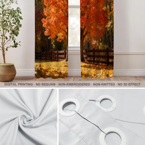 Vista 210 de Shrahala Orange Autumn Autumn Blackout Curtain Tiers, Fall Kitchen Valance Light Blocking Tier Drapes with Rod Pocket, 2 Pack 26 X 24 in