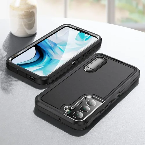 Vista 8 de Funda para Samsung Galaxy S22 Plus con función atril de 3 capas de grado militar, funda protectora de silicona resistente a prueba de golpes