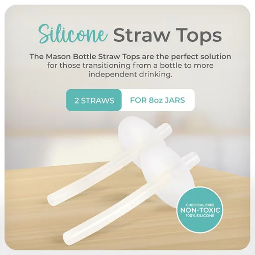Vista 8 de Mason Bottle Tapones de silicona para popotes (paquete de 2) – Repuesto de popote para sorber, se adapta a tarros Mason de boca regular de 8 onzas