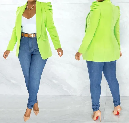 Vista 4 de Chaqueta de moda para mujer, con cuello de solapa de primavera, con botones, chaqueta para mujer, casual, de negocios