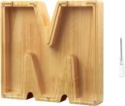 Vista 24 de TAONE Alcancía personalizada para niños, con grabado láser y letras de madera personalizadas