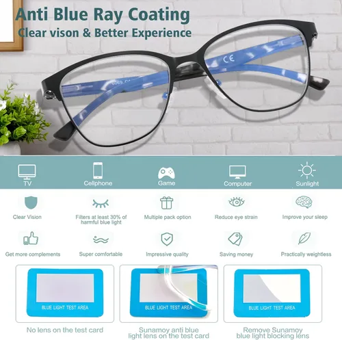 Vista 6 de Gafas de lectura progresivas multifocales para mujer con forma de ojo de gato, sin líneas, multienfoque, transición, bloqueo de luz azul, dama