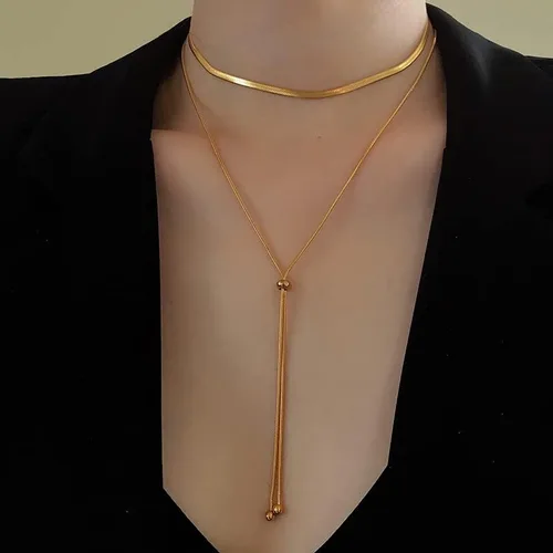 Vista 5 de Joya Love Gold Necklace For Women Trendy Necklaces Chain Necklace Dainty Choker Necklace For Women Snake Chain Necklaces Aesthetic Stainless Steel
