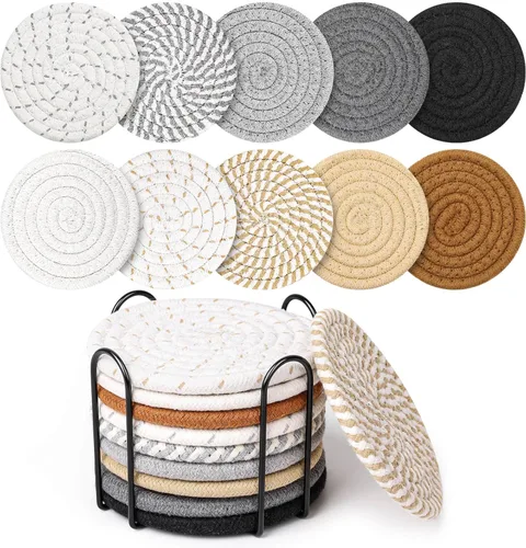Vista 10 de Billbotk Juego de 10 posavasos bohemios para bebidas, juego de posavasos absorbentes para decoración del hogar, decoraciones de otoño para el hogar