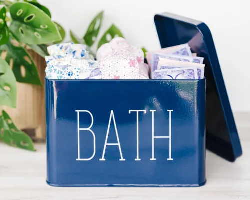 Vista 6 de Lola Creates Co - Organizador de baño de granja, almacenamiento de tampones, caja de almacenamiento de baño para organización, encimera decorativa