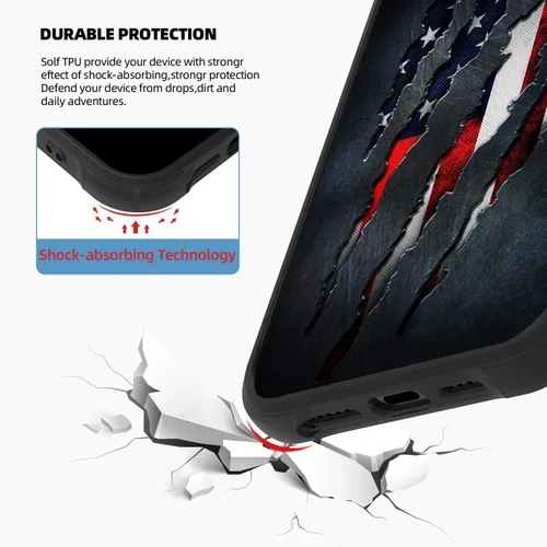 Vista 3 de Funda para iPhone 11 Pro, Funda con Bandera Americana para iPhone 11 Pro Diseño para Hombres Niños [Anti-Rayones] Antideslizante+A Prueba de Golpes