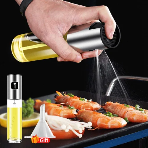 Vista 7 de Pulverizador de aceite de oliva para cocinar, rociador para freidora de aire, vinagre de canola, aceite vegetal, mini botella portátil, utensilios