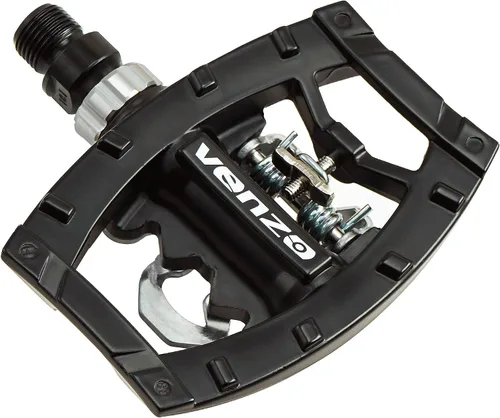 Vista 7 de Venzo Plataforma de doble función multiusos compatible con Shimano SPD bicicleta de montaña con pedales sellados sin clipless – plataforma dual