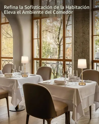 Vista 5 de Yogaret Lámpara de mesa inalámbrica LED dorada recargable, 6000 mAh, funciona con pilas, lámparas inalámbricas para sala de estar, restaurante