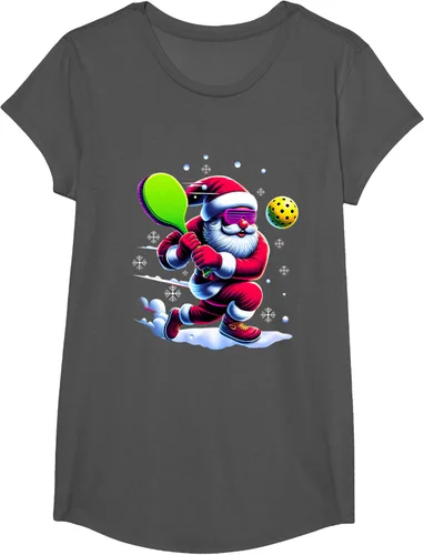 Vista 32 de Pickle Ball Navidad Santa Deporte Jugador Padel Raqueta Snow Camiseta Negro