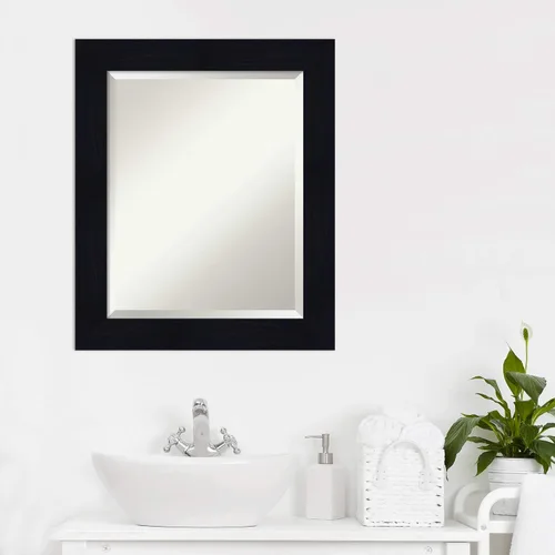 Vista 6 de Amanti Art Espejo de baño azul para sobre el fregadero, espejo de tocador rectangular azul marino Shiplap de 24 x 20 pulgadas, marco de madera