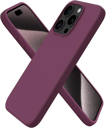 Vista 31 de ORNARTO Funda compatible con iPhone 15 Pro de 6.1 pulgadas, silicona líquida de 3 capas cubierta completa de goma de gel suave, funda protectora