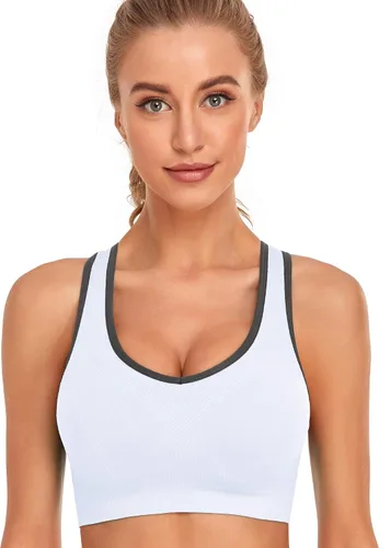 Vista 4 de GXXGE Sujetadores deportivos acolchados con espalda cruzada para mujer, de alto impacto, entrenamiento, yoga, gimnasio, ropa deportiva