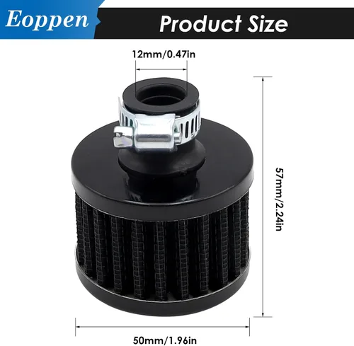 Vista 2 de 2pcs 0.472 in Filtro de aire Mini Universal Vent Crankcase Entrada de aire frío Filtro de respiración para coche y motocicleta (negro)
