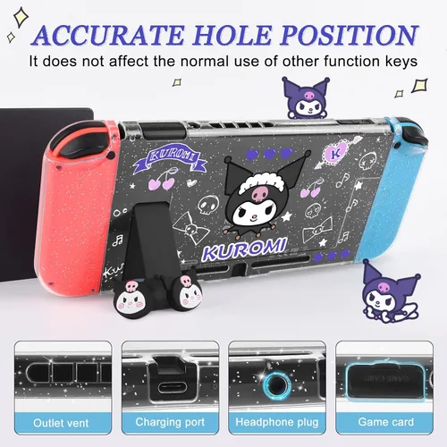 Vista 4 de DLseego Little Troublemaker - Funda protectora con interruptor de purpurina de conejo transparente de demonio acoplable antiarañazos, carcasa dura