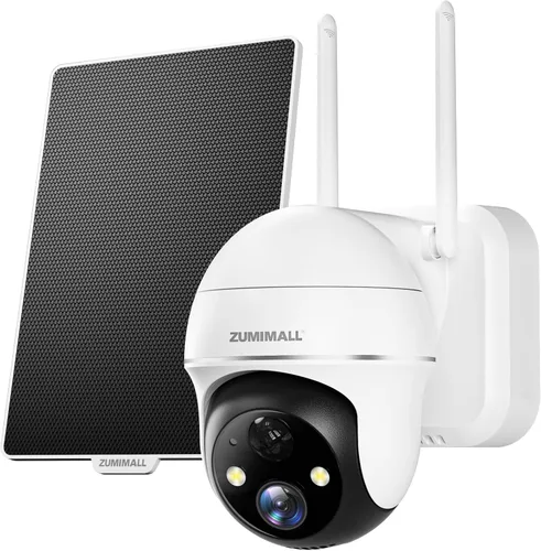 Vista 16 de Cámaras de seguridad ZUMIMALL inalámbricas para exteriores - 2 paquetes, cámara inalámbrica para exteriores con vista de 360°, alimentación solar