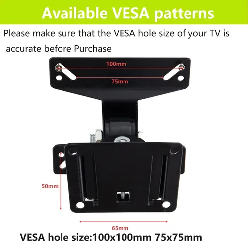 Vista 2 de Soporte de pared para monitor de TV con inclinación y extensión para la mayoría de pantallas LED LCD OLED de 14 a 27 pulgadas, compatible con 75 100