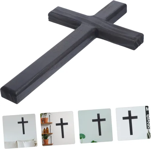 Vista 6 de IMIKEYA Adornos de cruz negra decoración negra decoración de cruz colgante de pared crucifijo para colgar en la puerta, decoración de escritorio