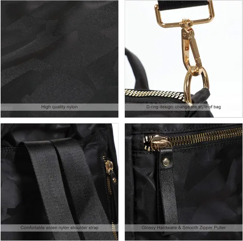 Vista 4 de AO ALI VICTORY Mochila de nailon para mujer, bolso de mano y bolso de hombro, bolsas universitarias antirrobo, monederos de viaje casuales