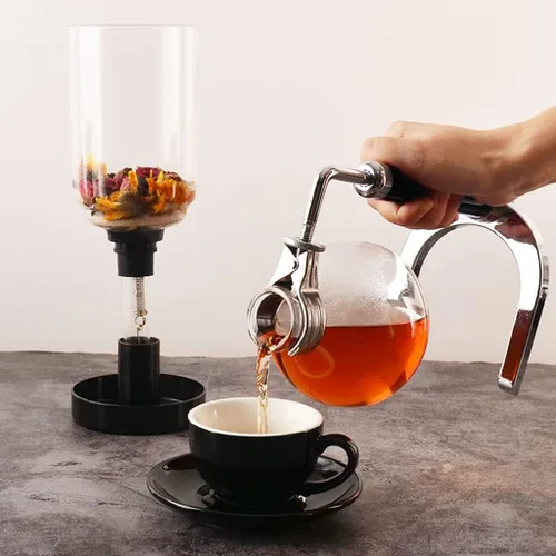 Vista 7 de JITEM Cafetera Syphon Cafetera de estilo japonés al vacío de vidrio sifón percoladores 3-5 tazas de vidrio de mesa de sifón cafetera para café o té
