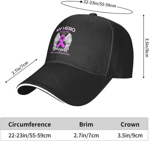 Vista 6 de My Hero is Now My Angel Breast Cancer Awareness Hats for Men Women Adjustable Dad Fishing Hat Trucker Baseball Cap for Running Outdoor Activities