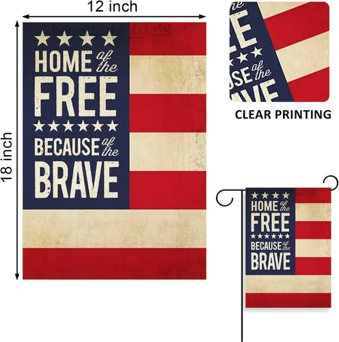 Vista 2 de Bandera decorativa para el jardín con motivo del 4 de julio, diseño patriótico de Estados Unidos, Día de los Caídos de Estados Unidos, decoración