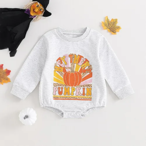 Vista 32 de Ropa de Halloween para bebé niña, sudadera con estampado de calabaza, mameluco de burbujas, lindo traje de Acción de Gracias de otoño