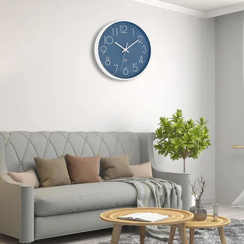 Vista 3 de Foxtop Reloj de pared atómico que funciona con pilas, redondo, analógico, moderno, juego automático para oficina, aula, dormitorio, cocina, sala